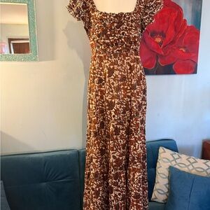 ANTHROPOLOGIE by LOVE THE LABEL Mirabelle Ruffle Cut Out Maxi Dress Sz M